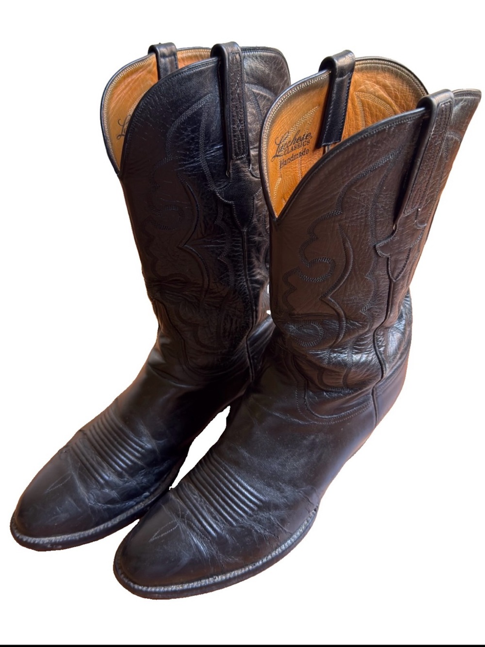 Lucchese Classics Handmade Black Leather Western Cowboy Boots Size 10 E174664